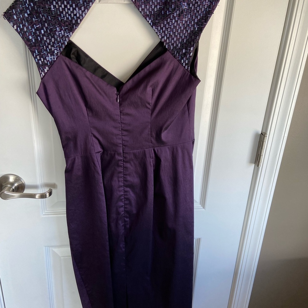 Purple open back cocktail dress